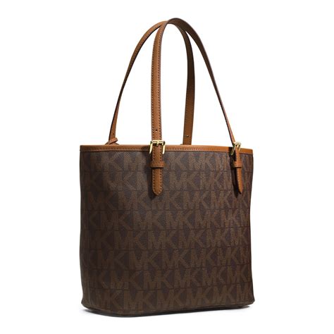 michael michael kors medium jet set logo travel tote brown|Michael Kors carryall pale peanut.